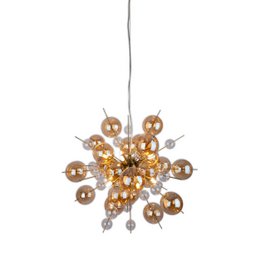 Pendelleuchte "EXPLOSION" amber aus Metall und Glas, G9 Fassungen, Hängelampe für Esszimmer, Wohnzimmer, Diele oder Büro, Hängelampe Øca. 65 cm