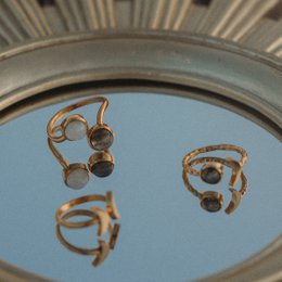 Anello dell'intuizione in labradorite e pietra di luna