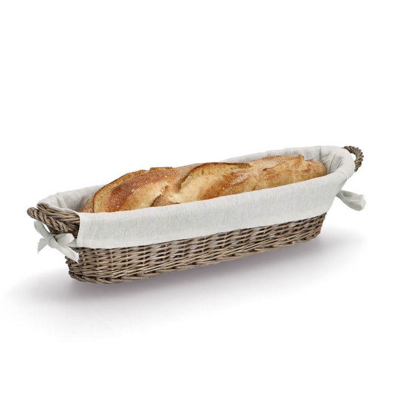 Baguette basket with bag, wicker/canvas
