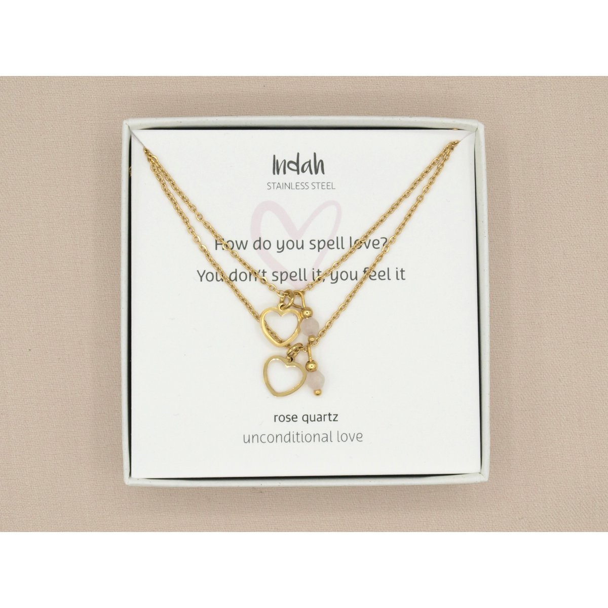 Moeder dochter ketting set, goud stainless steel