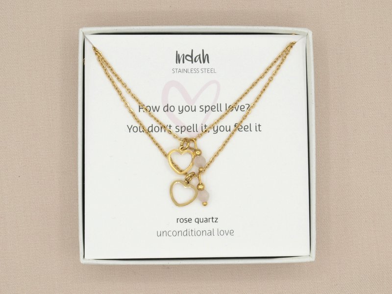 Moeder dochter ketting set, goud stainless steel