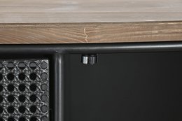 BUFFET SAPIN MÉTAL 145,5X45X76 NOIR PORTE-BOUTEILLES MB200586