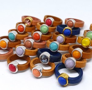Kids leren ringen 7mm steentje