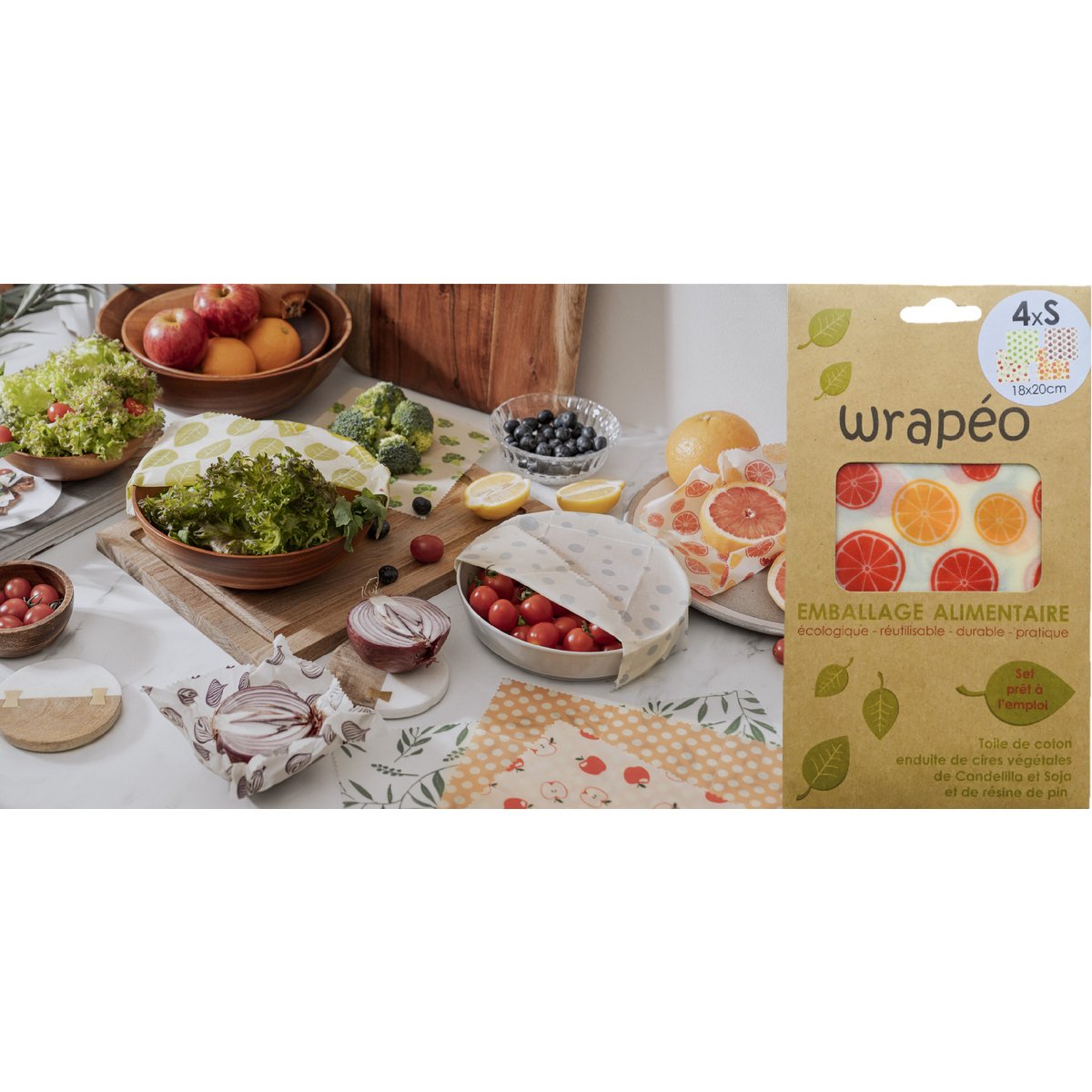 ceras vegetales wrapéo - juego de 4 S - 18x20 cm -