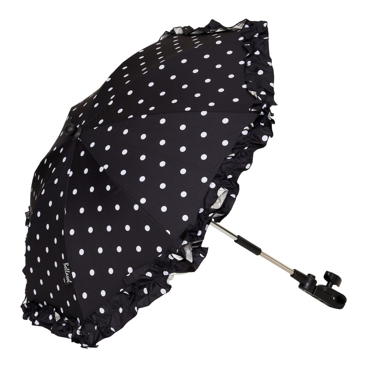 Bellasol - Parasol landau/poussette universel - Revêtement spécial résistant aux UV - Pois avec volant - Garantie 1 an