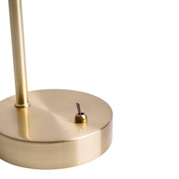 Tischleuchte "LIBBY", klassische Tischlampe aus messingfarbenem Metall und getöntem Glas in Amber, mit E14-Fassung, für Esszimmer, Wohnzimmer, Diele oder Büro, 34 cm hoch