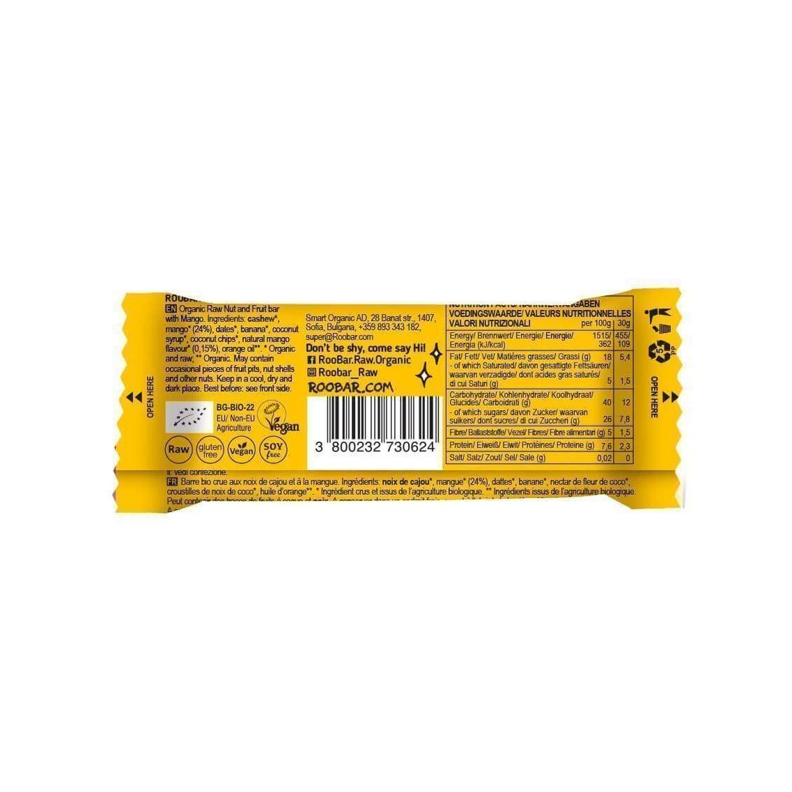 Mango Magic Bar, organic, Roobar, 30g
