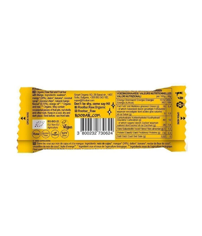 Mango Magic Bar, organic, Roobar, 30g