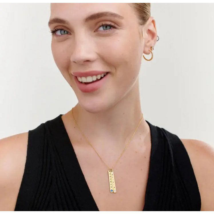 Collier vertical personnalisé, cadeau de la fête des mères