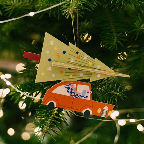 3D Christmas decoration dog with tree, Xmas hanging decor