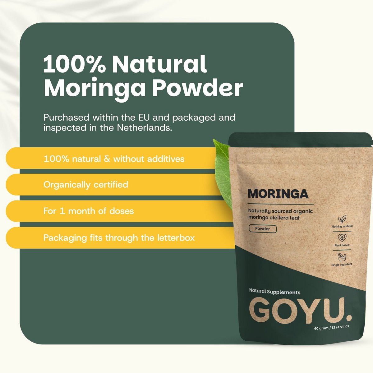 Organiczny proszek Moringa - 60 gramów
