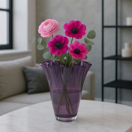 Vase glas bølget violet glas vase bord vase lilla