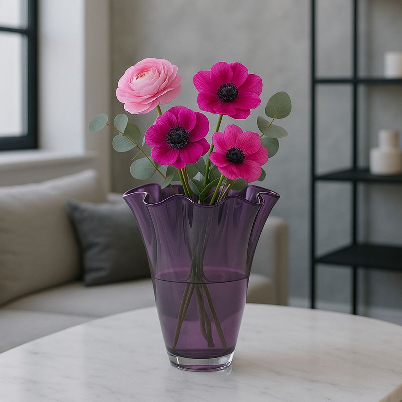 Vase glas bølget violet glas vase bord vase lilla