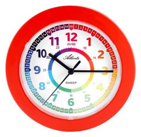 Atlanta Wanduhr für Kinder, rot, Ø 22 cm