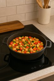Støbejern serverer pan ø 28 x 6 cm - grill pan støbejern til hver grill - sort