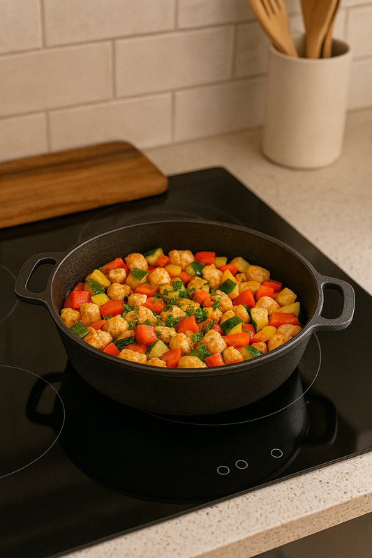 Støbejern serverer pan ø 28 x 6 cm - grill pan støbejern til hver grill - sort