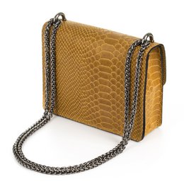Florence Artegiani. Lorenza Women's Handbag. Genuine Leather Suede Engraving Snake
