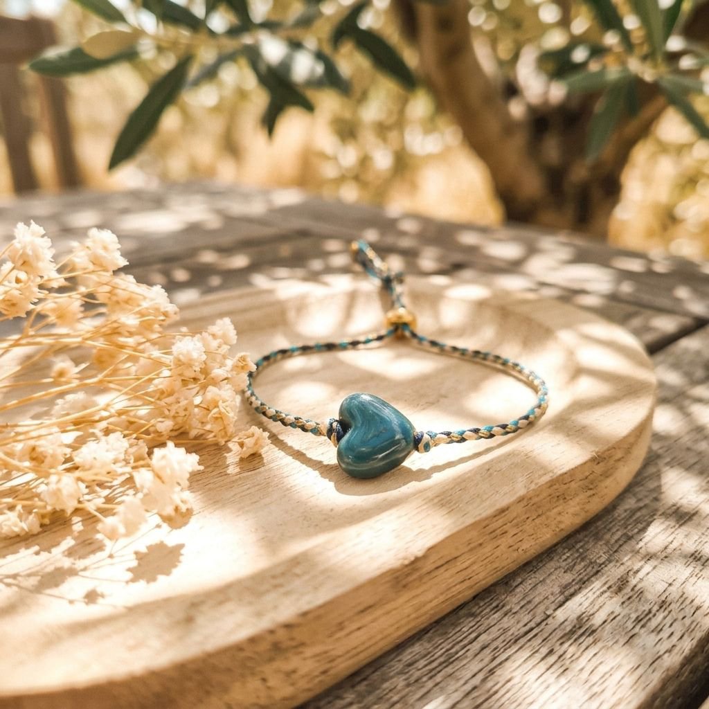Bracelet Tressé Coeur Vert