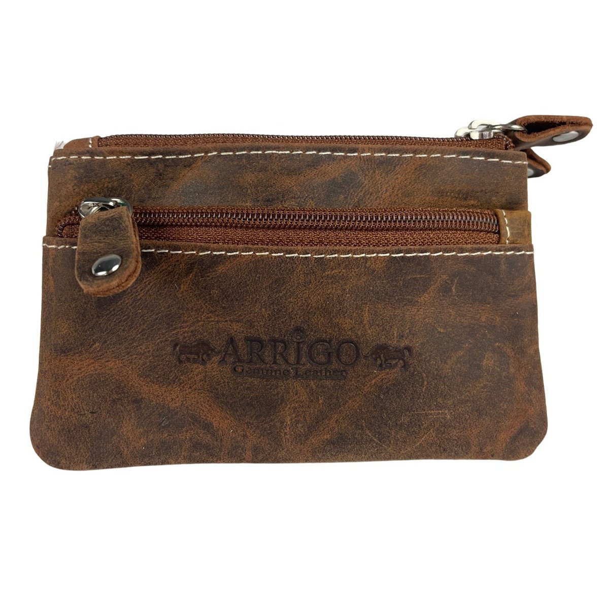 Vintage cognac -colored leather key pouch