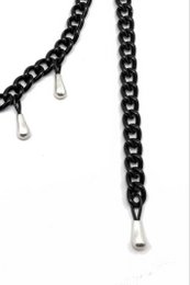 Ceinture Chaînes et Gouttes noires et argentées