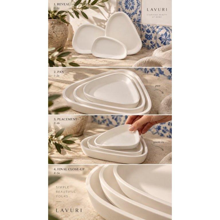 LAVURI 3 Modena SML Set – Handgemaakte keramische dienbladset Bundel schoonheidscombo
