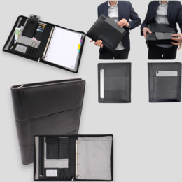 Skórzany futerał do pisania A4 - Teczka konferencyjna - Teczka na dokumenty A4 - Etui na tablet i laptop - Wyjmowany segregator