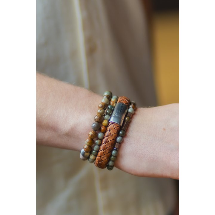Morse code armband Papa oceaan jaspis