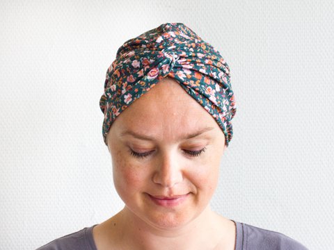 Organic Floral Turban Hat, Single Layered Turban Cap
