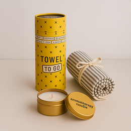 TOWEL TO GO Begleit-Aromatherapiekerze | Spa-Kerze in Reisegröße | Blechdose reisefertig | 10 Stück