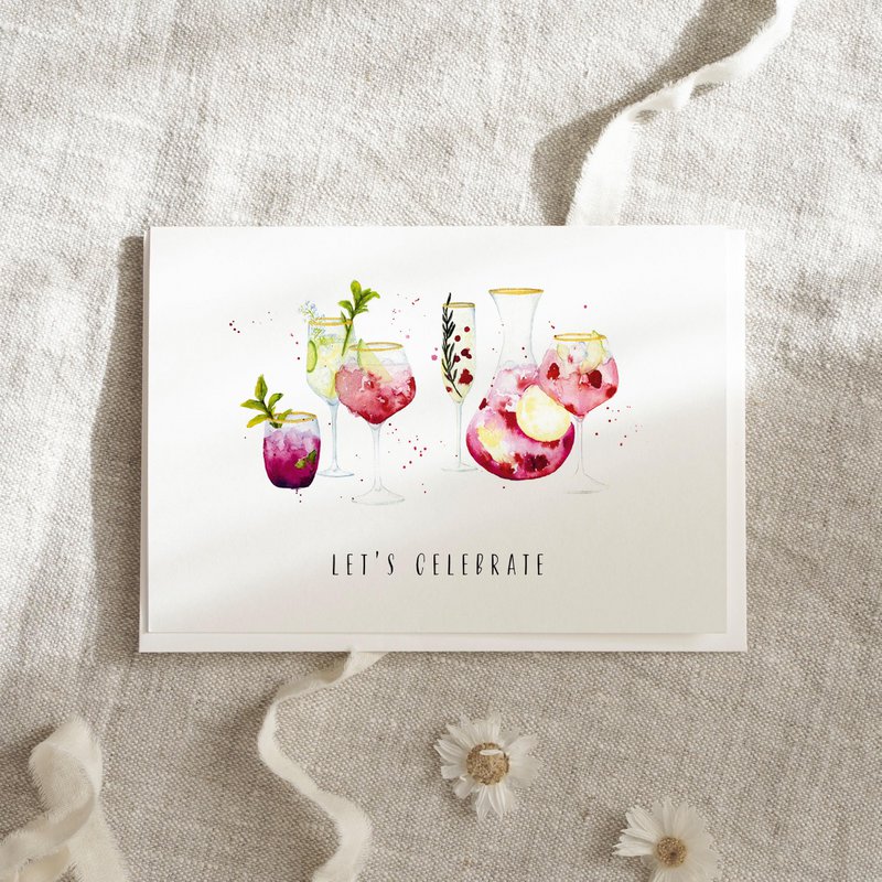 Grußkarte · Cocktails · Let's celebrate
