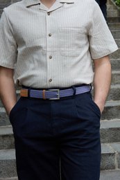 Mauve elastische gevlochten riem