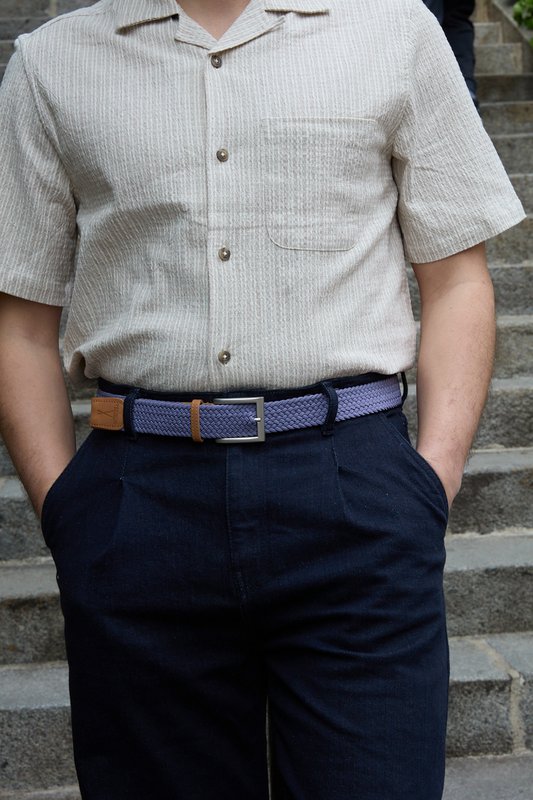 Mauve elastische gevlochten riem