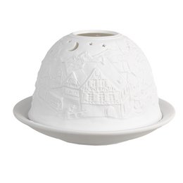 Waxinelichthouder Ø 12x8 cm Wit Porselein Winter