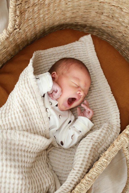 vaffel babytæppe linned/bomuld 100x120 cm brik