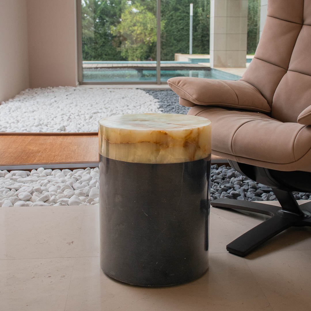 Mesa de centro Mármol negro y ónix verde claro