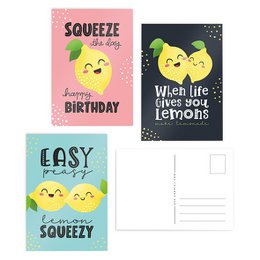 Tarjetas de felicitación Juego de limones // Cumpleaños exitoso de buena suerte 3 piezas