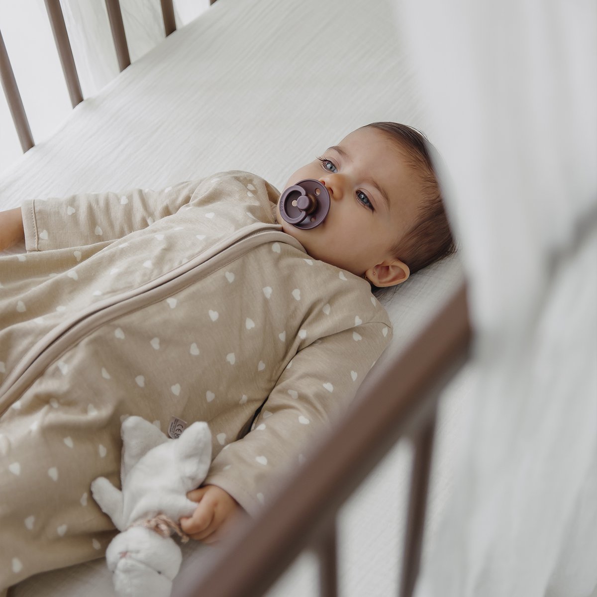 Rund uforet sovepose med fast ærmet jersey Sweet Heart Sand/Soft Sand 110cm