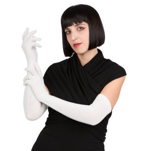 MARLENE - Guanto lungo a maglia rasata in puro cashmere