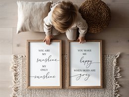 Sæt med 2 plakater You are my sunshine, kønsneutral poste, pigeværelsesplakat, citatplakat, pigeværelsesprint, drengeværelsesplakat