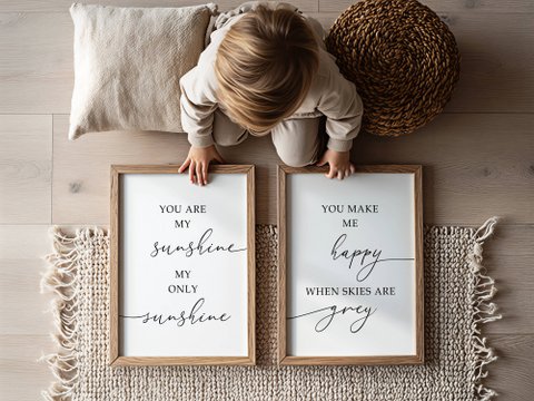 Set mit 2 Postern „You are my sunshine“, geschlechtsneutrales Poster, Poster für Mädchenzimmer, Poster mit Zitaten, Poster für Mädchenzimmer, Poster für Jungenzimmer