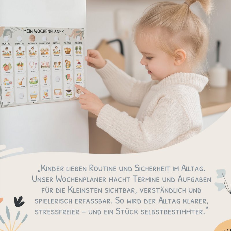 Weekly planner children including 350 routine cards - motif Little Elephant