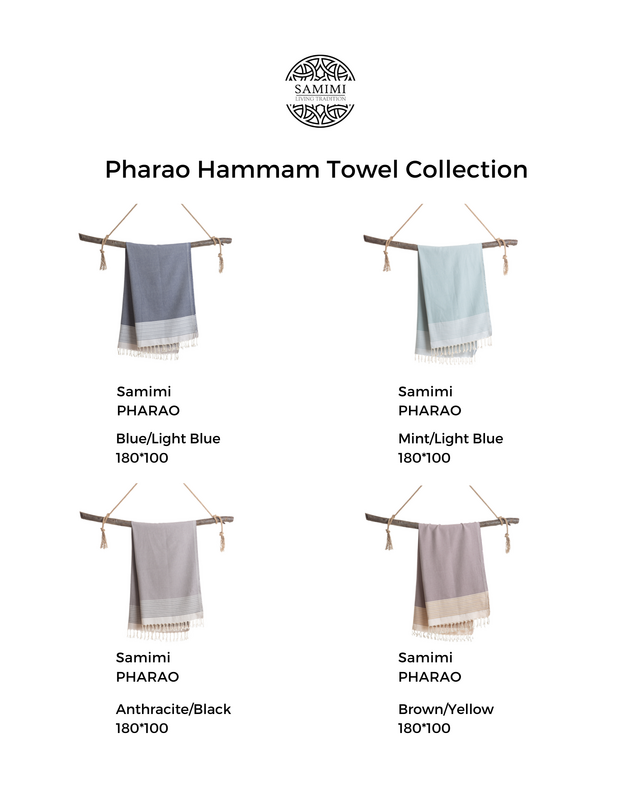 PHARAO Hammam saunahåndklæde i bomuld – Kompakt og let – Blå/Mørkeblå – 180x100 cm