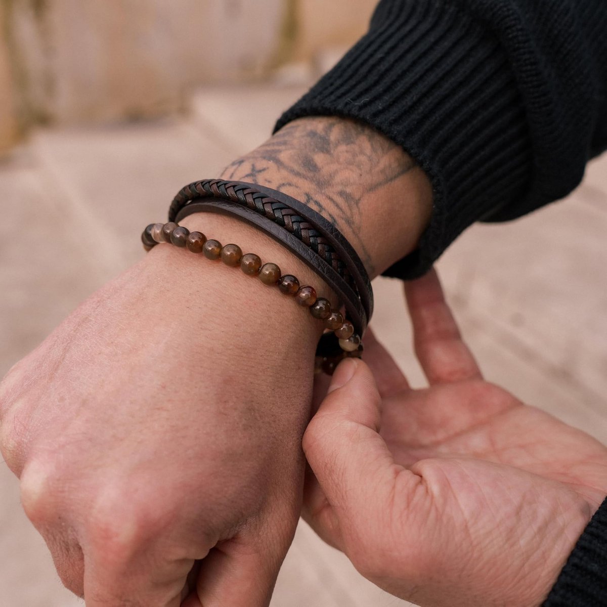 Lederarmband "Stone"