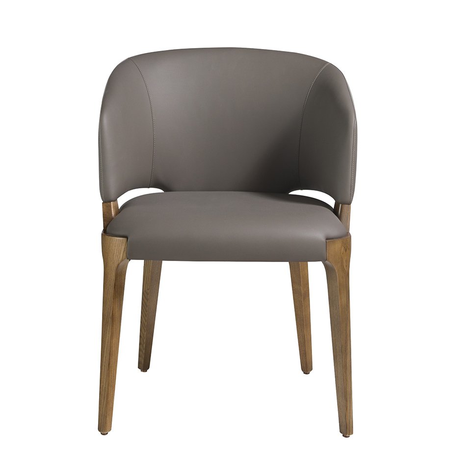 Leatherette dining chair with walnut ash structure