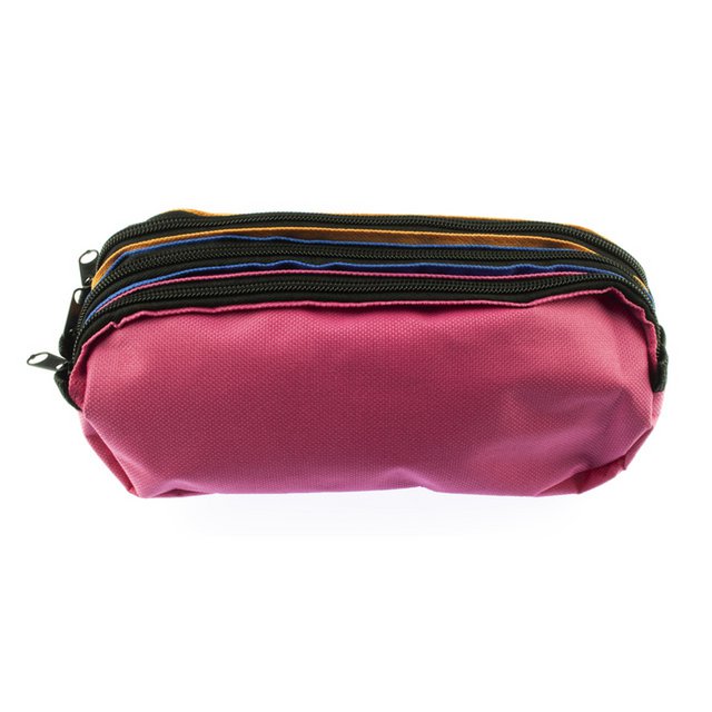 Estuche Kangaro 3 compartimentos naranja/azul/fucsia aprox. 25x9x11cm