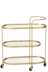J-Line trolley Oval - metal/mirror - gold