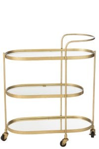 J-Line trolley Oval - metal/mirror - gold