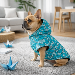 Alpha Dog Origami Print Blue Waterproof Jacket (5-Pc Set)