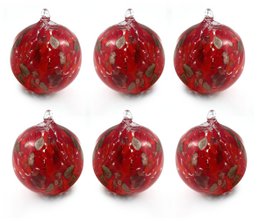 6 kerstballen Adventurine in geblazen en met de hand bewerkt glas, "I Colors of Murano" lijn gemaakt in Italië