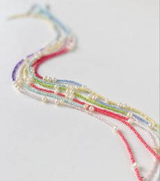 Boho stil halskæde med ferskvandsperler assorteret